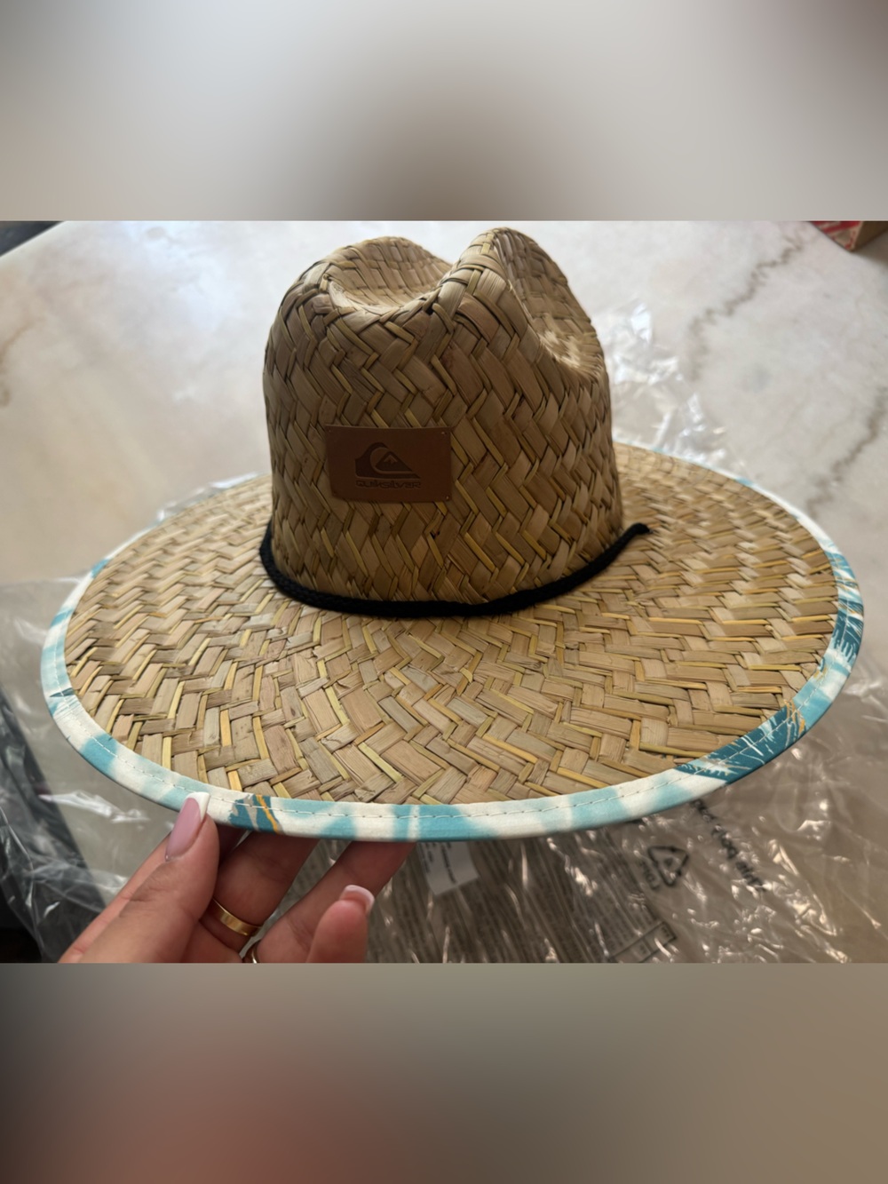Quiksilver Adult Lifeguard  Straw Hat with Light Blue Trim